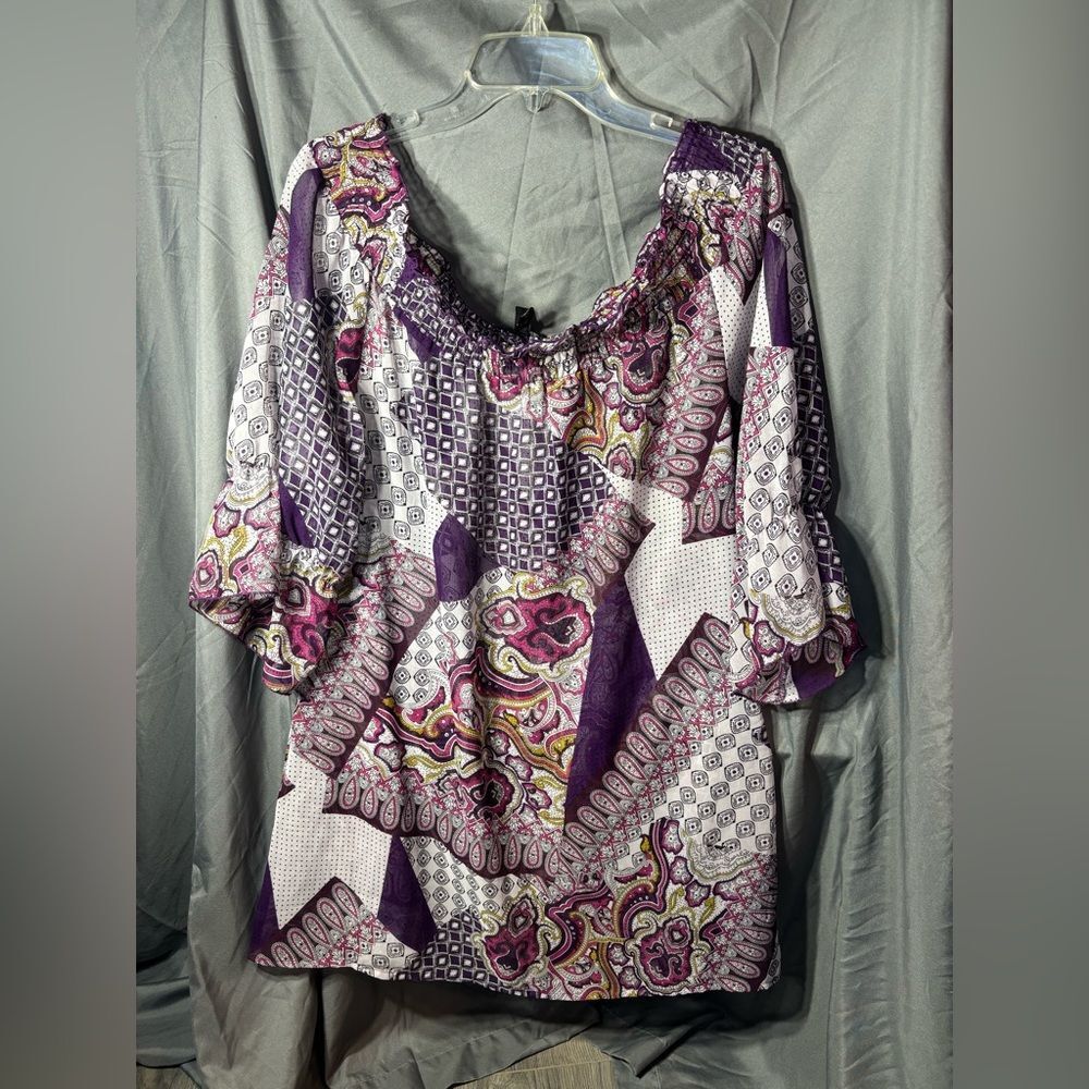Purple FloralāPaisley Women's Peasant Top EPC